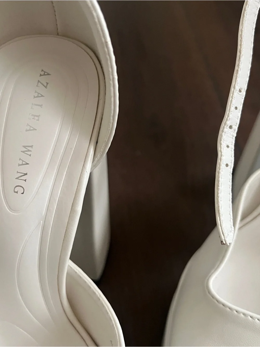 AKIRA White Platform Ankle-Strap Pumps